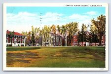Postcard Campus Albion College Michigan MI c.1934 Epworth League Institute Msg. picture