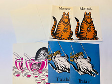 Vintage B Kliban Cat Greeting Cards Set Momcat Cat in Punch Bowl Tra La la BIN18 picture