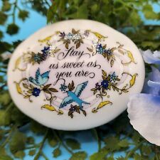 Songs of Love Porcelain Music Box Blue Birds Pansies Stay Sweet 16 Gift 1983  picture