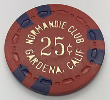 Normandie Club $0.25 casino poker chip - Gardena CA - TR King SCrown 1950s/1960s picture