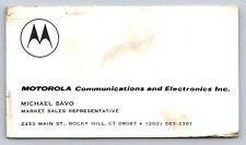 Vintage Business Card Motorola Savo Rocky Hill Connecticut picture