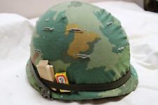 US Military Vietnam Era M1 Steel Pot Helmet Liner ERDL Poplin Camouflage  BS11 picture