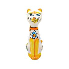 Vintage Italian Amalfi Long Neck Cat Figurine Hand Painted Fruity Pattern picture