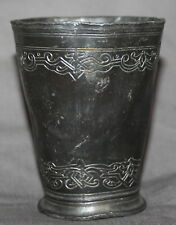 VINTAGE SMALL ENGRAVED PEWTER MUG CUP picture