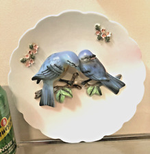 VTG HANGING 3D WALL ART PLATE - 2 BLUE JAY BIRDS by ENTERPRISE EXCLUSIVE  CANADA picture