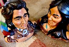 2 Vintage Hand painted Ceramic Native American Sculptures picture