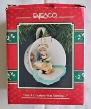 ENESCO ORNAMENT NOT A CREATURE WAS STIRRING COZY TEA CUP BABY Mouse 1993 picture