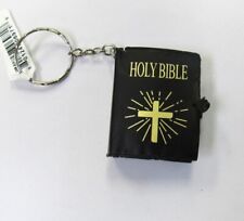 Wholesale Bulk Lot 12 PCS Mini Black Bible Keychains Keyrings Religious Favors picture