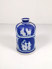 Antique 1889 Wedgwood Blue Jasperware Tabacco Jar Matchstick Safe Striker picture