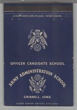 Matchbook Cover - Post Card - US Army Officer Candidate School Grinnell, IA picture