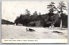 Waupaca Wisconsin~Chain o' Lakes~Three Pine Point~1915 Postcard picture