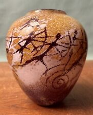 Satava Petroglyph Vase Bow Hunters Cave Paintings Signed 1996 picture