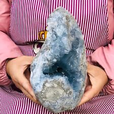9.8 LB Natural Blue Celestite Crystal Geode Cave Mineral Specimen Healing picture