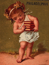 1880s Curwen Stoddart & Brother Dry Goods Philadelphia PA Child Holding Books picture