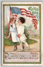 Rally Day Patriotic Children American Flag Postcard G26 picture