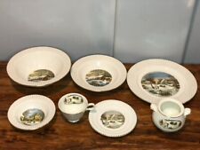 Harkerware Currier & Ives 21 pcs Set Homestead In Winter Dish Plate Bowl Tea Cup picture