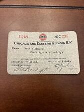 Rare 1918 Chicago & Eastern Illinois Railroad Pass Railway RR Train picture