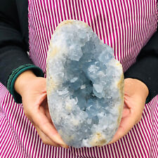 5LB Natural Blue Celestite Crystal Geode Cave Mineral Specimen Reiki Decor picture