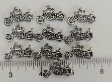 Lot of 10 Antiqued Silver Harley Davidson Motorcycle Charms New picture