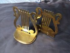 VTG Pair Of 5 1/2” Brass  Musical Harp Lyre Musician MCM picture