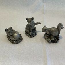 Jane Lunger Vintage Pewter Miniature Animal Figurines Fox Squirrel Franklin Mint picture