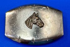 Horse Head  - vintage two tone Justin Nickel Silver western belt buckle picture