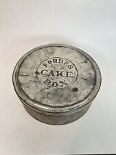 Vintage Round Tin Metal Cake Box, Forbes, 3.75” X 9.75”, Baking Kitchen Storage picture