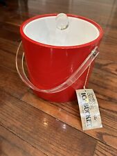 Vintage MCM Shelton-Ware Ice Bucket Barware Lucite Red Vinyl NOS picture