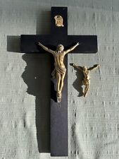 Lot (3) Parts Vintage Wall Crucifix Broken Repair Damaged Jesus 3 to 12 Inches picture