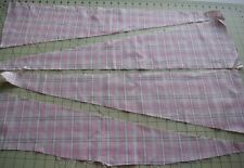 2971 4  Long pcs antique 1890-1910's thread dye woven cotton, pink/white plaid picture