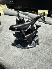 SeaWorld Parks Shamu Orca Killer Whale & Baby Figurine Statue Glitter Kelp picture