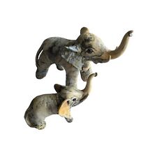 Vintage Marbled Clay Elephant  Set Of 2  Figure Sculpture picture
