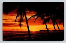 Vintage 3.5 x 5.5 postcard unposted SUNSET AT KONA HAWAII Kailua Bay picture