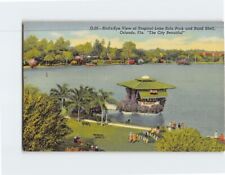 Postcard Bird's Eye View Tropical Lake Eola Park & Band Shell Orlando Florida picture