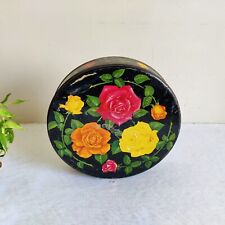 Vintage Red Yellow Orange Roses Graphics Sweets Advertising Tin Box Rare T434 picture