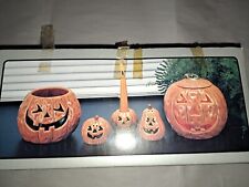 Brinns Jack O Lantern Pumpkin 8 Pc Set Centerpiece Decor Ceramic 1988 NEW Vintge picture