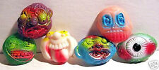 Vintage 6 Old Assorted Ghoulie Monster Head Gumball Machine Vending Toy picture