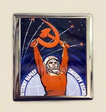 Soviet Art Cigarette Case Business Card ID Holder Wallet Vintage Poster 1 picture