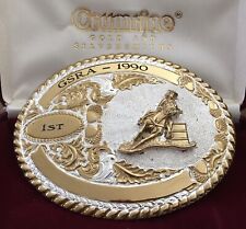 Vintage 1990 GSRA Gem State Rodeo Idaho USA Cowgirl Crumrine Trophy Belt Buckle picture