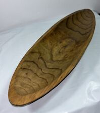 Vintage Mid Century Elongated Handcrafted Wooden Bowl Candy Dish picture