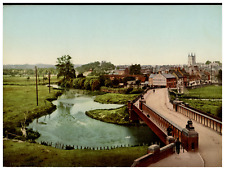 England. Tamworth. General view. Vintage photochrome by P.Z, photochrome Zurich picture