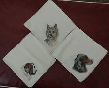 SILK * Vintage Lot of 3 DOGGIE Hankerchiefs *  In very good condition picture