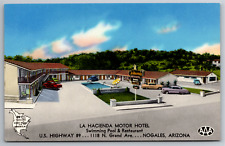 Postcard Nogales AZ La Hacienda Motor Hotel Santa Cruz County c. 1950s US Hwy 89 picture