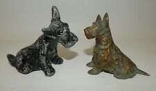 2 Vintage Hollow Cast Metal Schnauzer Terrier Dog Figurines picture