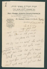 Interesting letter by controversial Rabbi Joseph Shapotshnick of London picture