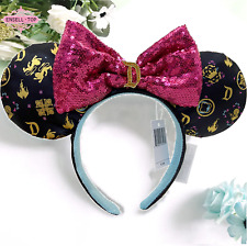 Disneyland Resort Sequin Bow Sleeping Beauty Ears Castle Black Headband picture