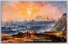 Edinburgh Samsons Ribs Mountain Birds Eye View Scotland Vintage UNP Postcard picture