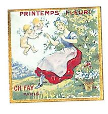 Printemps Fleuri Ch. Fay Paris Vintage French Beauty Label NOS VGC Gilt Angels picture