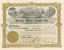 Greater Miami Copper Co. - Stock Certificate - Mining Stocks picture