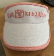 NWT Disney Parks Walt Disney World Terry Cloth White Pink Visor Hat Adjustable picture